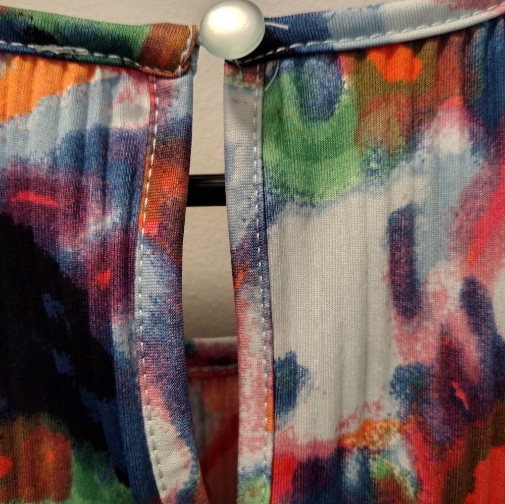 Fyve Colorful Abstract Ruffle Sleeve Blouse - Picture 2 of 6